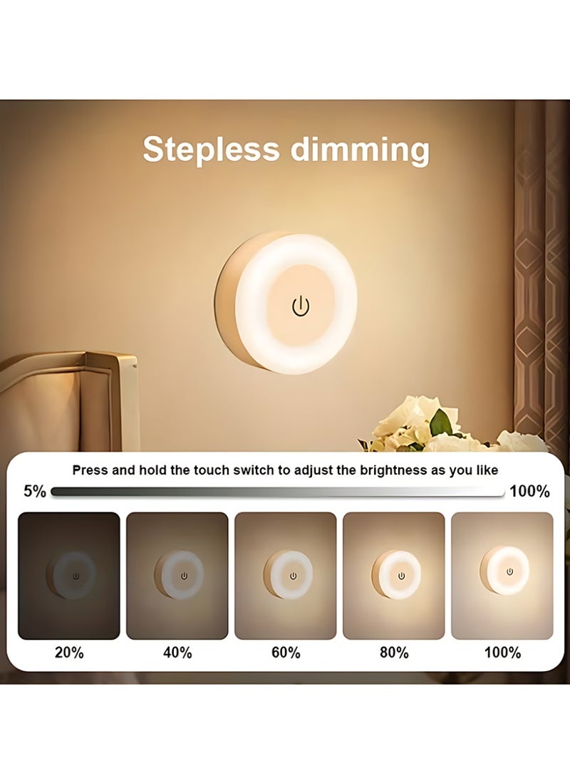 CLAVON 2 قطع مصباح ليلي LED قابل للتعديل، مصباح سرير LED، 3 أوضاع ألوان (أبيض، دافئ، بارد)، تحكم باللمس، تركيب مغناطيسي على الحائط للاستخدام الداخلي (غرفة أطفال، ممر، مطبخ، غرفة نوم، خزانة أحذية)، بطارية ليثيوم قابلة للشحن، إضاءة داخلية | ضوء حائط حديث | سطوع قابل للتعديل، مصباح ليلي - Image 3